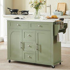 ONBRILL 47" Kitchen Island with 2 Storage Cabinets & 5 Drawers, White
