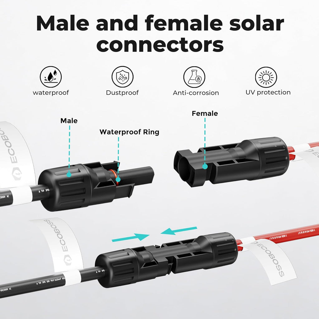 100W Solar Panel Kit,4pcs Brackets,2.5m Cable,6m Cable