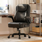 GTPLAYER PU Leather Office Chair, Home Desk Chair with Flip-up Arms, Modern