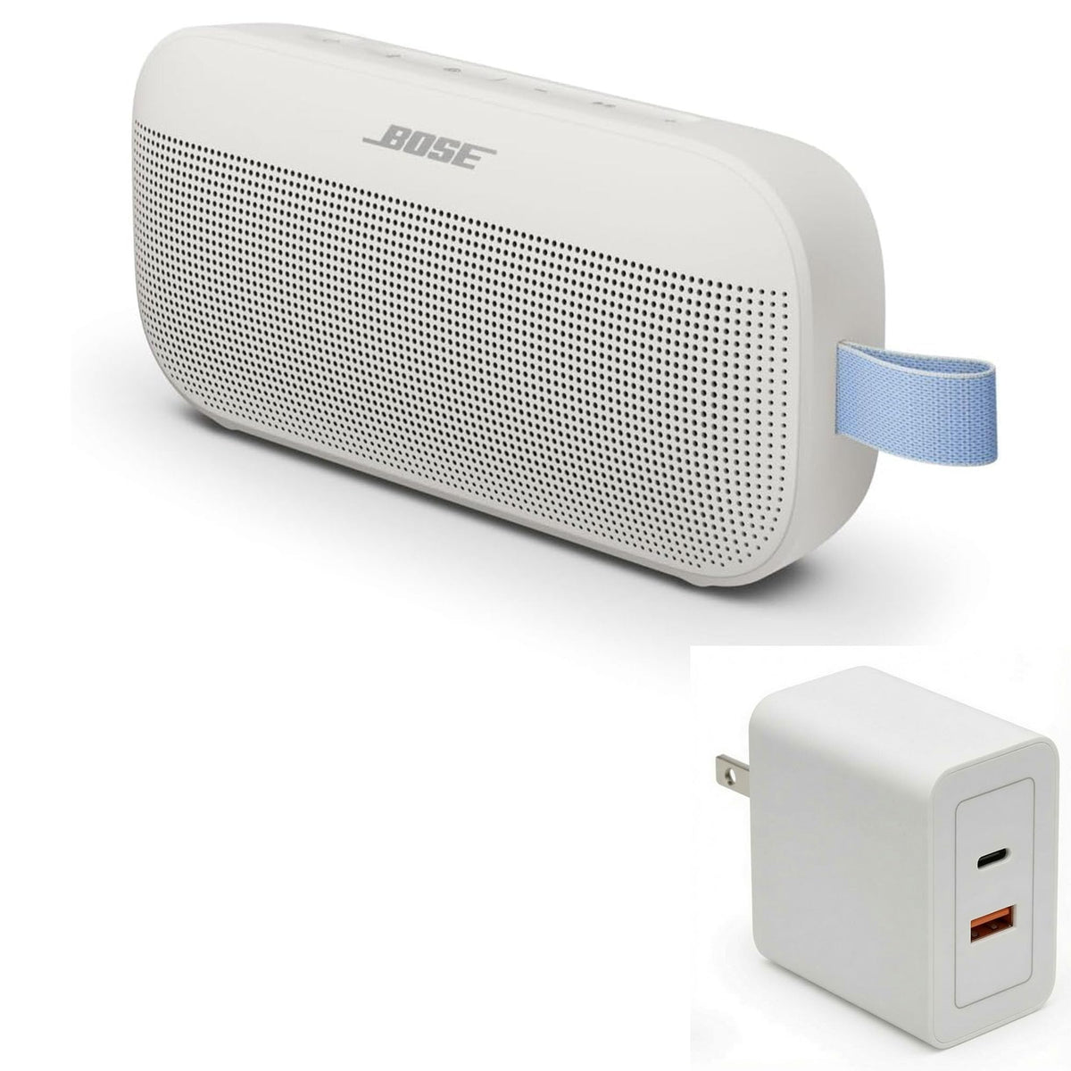 Bose SoundLink Flex Bluetooth Speaker (2nd Gen) Bundle with Fast Charger - Portable Outdoor Speaker with Hi-Fi Audio, Waterproof and Dustproof, USB-C, Up to 12 Hours Battery Life, (Black)