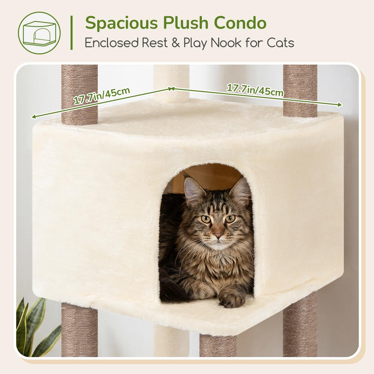 Globlazer F65D Corner Cat Tree Tower with Scratching Posts, Beige