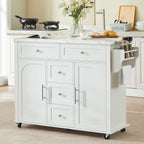 ONBRILL 47" Kitchen Island with 2 Storage Cabinets & 5 Drawers, White