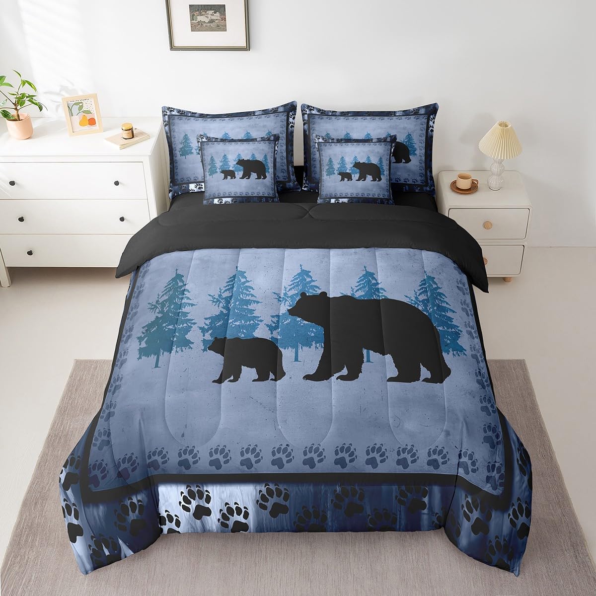 Feelyou Deer Comforter Set with Sheets King Size 7 piece Kids Rustic Deer Hunting Bedding Set Cabin Lodge Deer Bed in a Bag Farmhouse Nature Wildlife Antlers Brown Bed Set