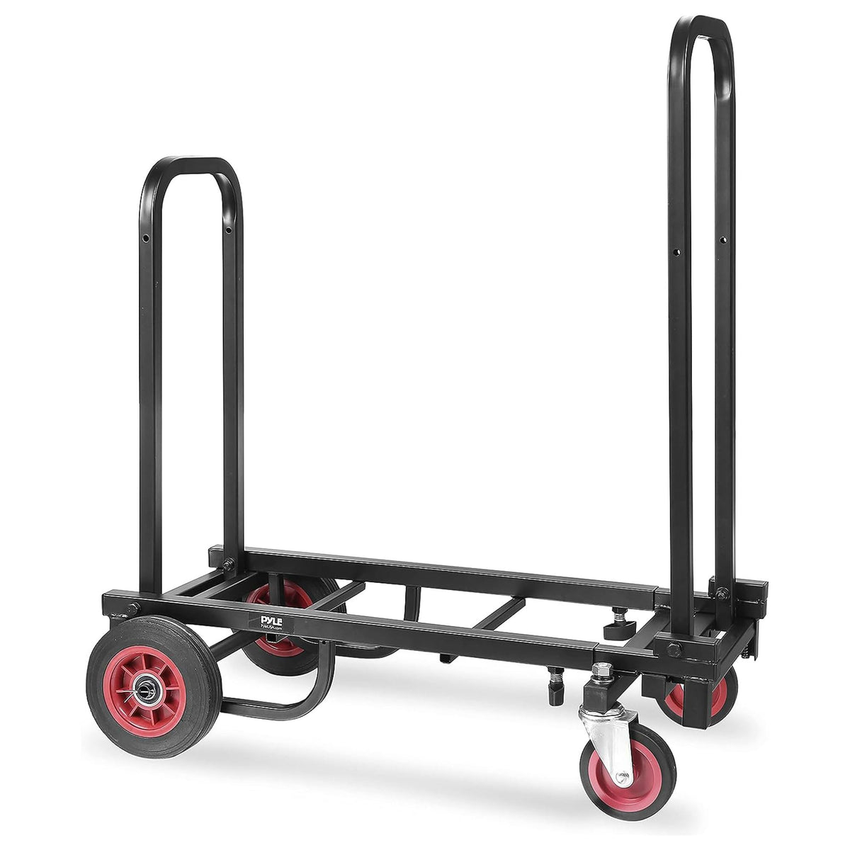 Pyle Compact Folding Adjustable Equipment Dolly - Heavy Duty Multi‑Function Convertible Cart Hand Truck/Platform Cart with Wheels - Expandable Up to 25.24" to 40.24" - 200LBS MAX Load Capacity