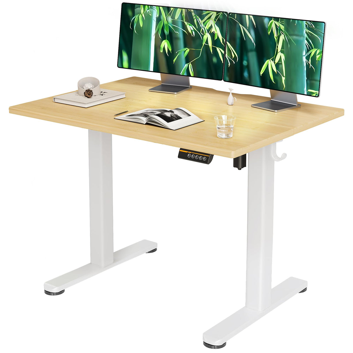 Claiks Electric Height Adjustable Standing Desk, 48x24 Inch, Deep Black