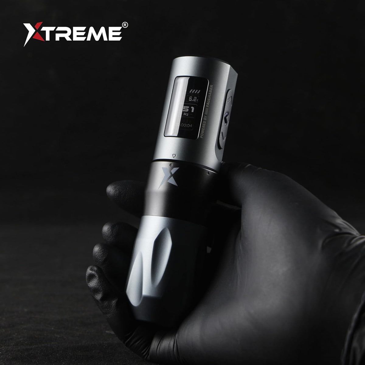 XTREME X Wireless Tattoo Pen Battery- Professional Tattoo Machine with Faulhaber Brushless Motor, 0.96" TFT Display, Adjustable Stroke, 2000mAh Battery, Type-C Charging - Hard Mode