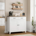 HORSTORS Farmhouse Kitchen Storage Cabinet, Small Buffet, Coffee Bar, White