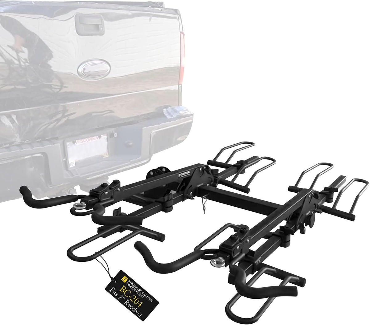 Stromberg Carlson BC-204HD Heavy Duty Platform Mount Bike Rack – Folding Hitch Carrier for 4 Bikes, Fits 2" Hitch Receiver, Durable Transport Solution, Compatible with Cars, SUVs, Truck and Trailer