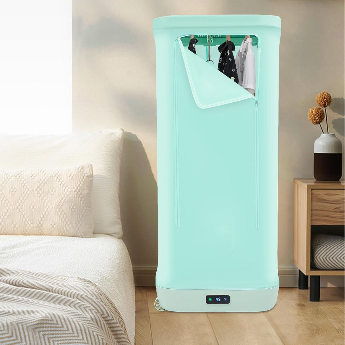 Manual Clothes Dehydrator, 3.17 Gallon Portable Large Capacity Clothes Dryer Spin Dryer Round Manual Clothes Dryer Non Electric Laundry Dryer for RV Camping Traveling Apartment (Electric/Light Green)