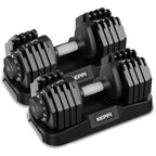 Keppi Adjustable Dumbbells Set of 2, Quick Adjust Weights for Home