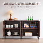 IFGET 34" Tall Modern Arched Sideboard Buffet Cabinet with Storage, Brown