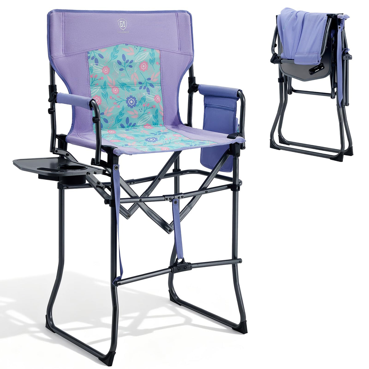 EVER ADVANCED Portable 30.7" Seat Height Tall Camping Directors Chair