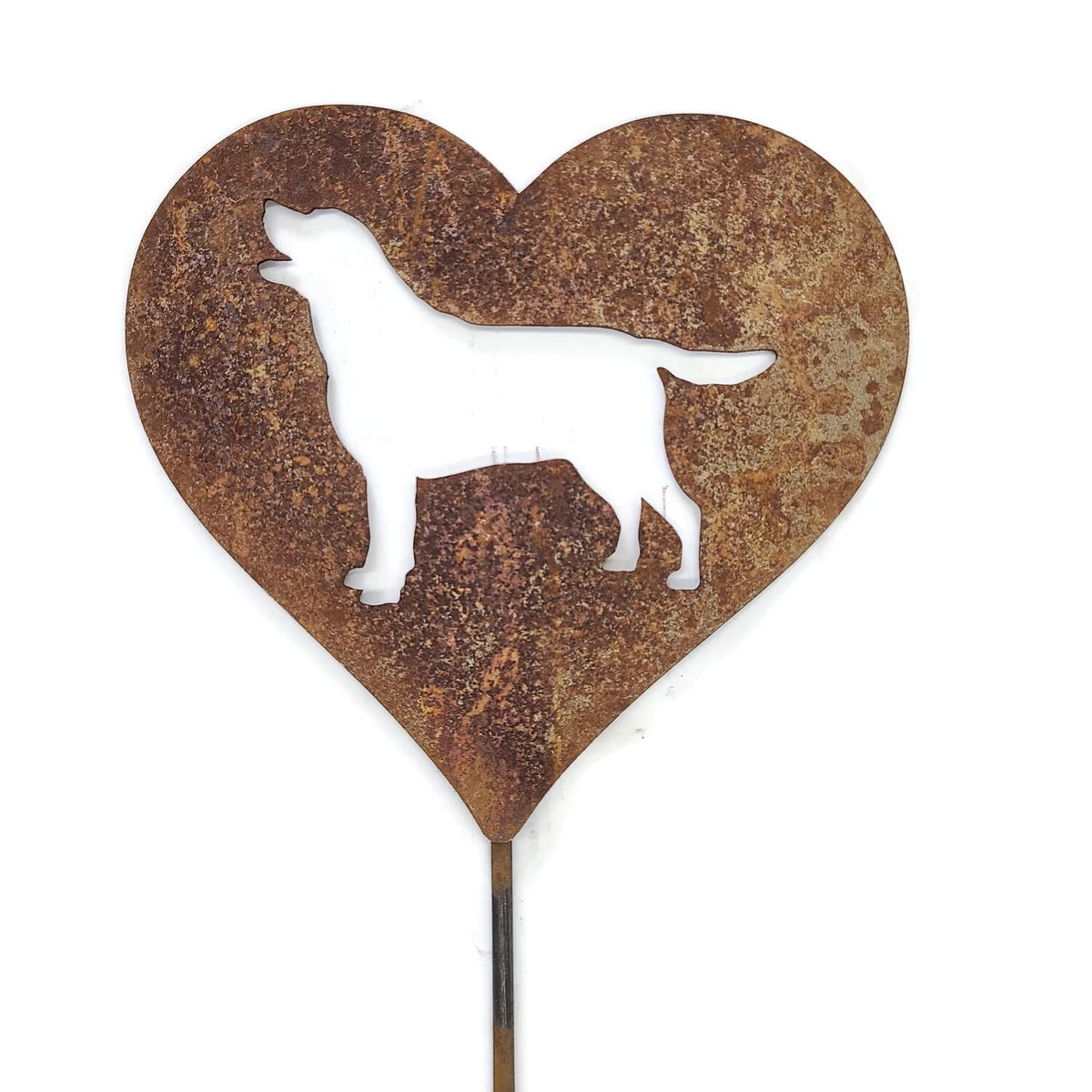 Pet Dog, Cat, Rabbit or Bird Keepsake Memorial Heart Garden Stake 20 to 28 Inches Tall (Large Heart, 28" Tall, Schnauzer, Naturally Rusted)