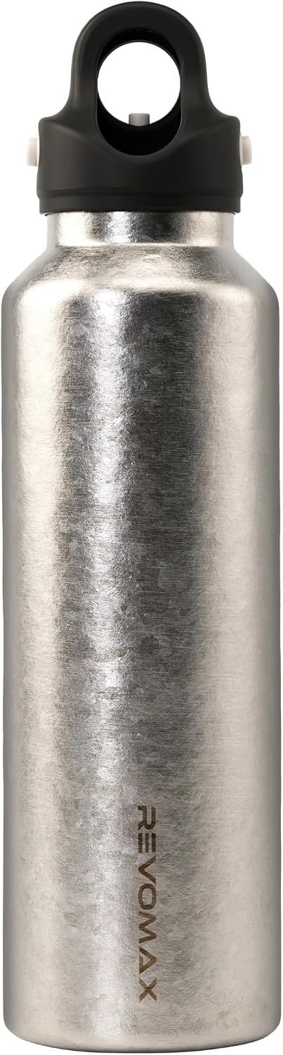 Revomax Titanium Series 20oz (592ml) Insulated Water Bottle, One-Hand Flash Release, Double Wall Vacuum Flask, 36H Cold 18H Hot, Leakproof, BPA Free, Lightweight for Gym, Travel, School - Oxidized