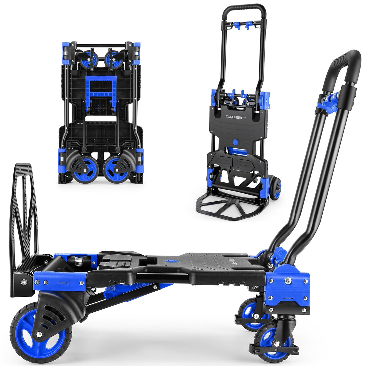 Folding Hand Truck Dolly, 330lb Convertible 4 to 2 Wheel Moving Cart,Purple