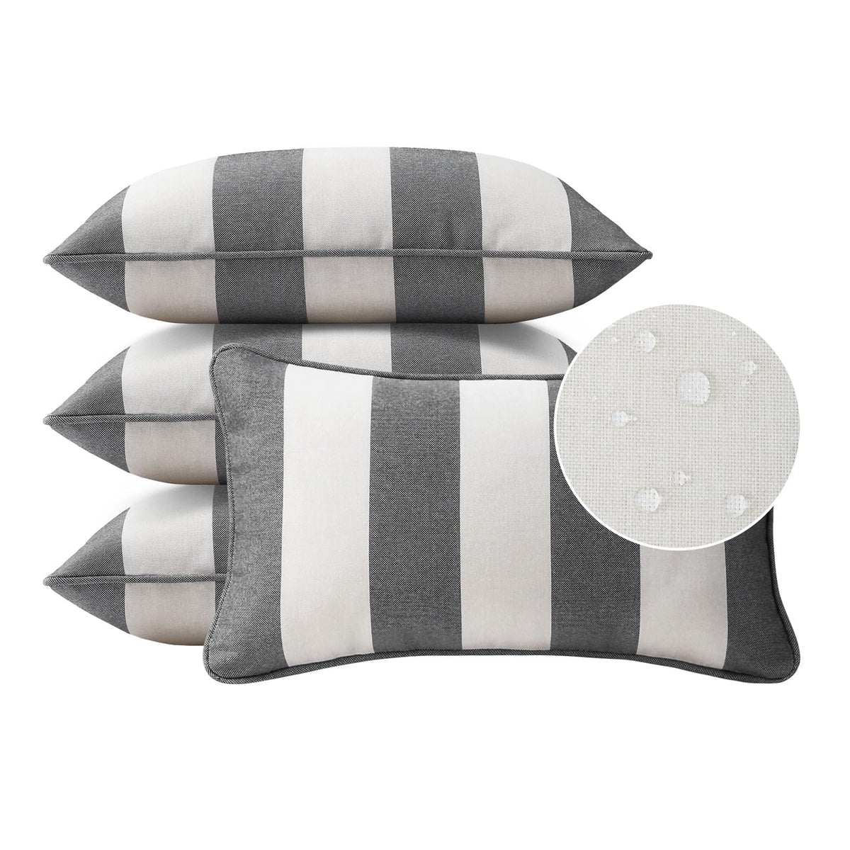 Sunbrella Decorative Outdoor Water Repellent Throw Pillows with Inserts, Set of 4, 18" x18" Pillows for Patio, Backyard, Bed, Couch, and Patio Furniture, Specrtum Pebble