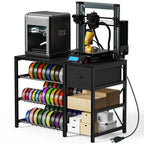 3D Printer Stand with Filament Storage Rack, Heavy Duty 3D Printer Table with Power Outlet, 4-Tier Filament Holder with Drawer, 3D Printer Filament Stand Organized for Office Workshop Studio