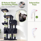 Globlazer Extra Large Cat Tower for Big Cats 20 lbs, 81in, F81, Dark Grey