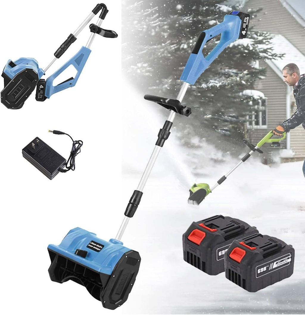 Lightweight Cordless Electric Snow Shovel with Directional Plate, Battery Powered 33000r/min Snow Blower Thrower & Adjustable Front Handle, for Driveway Deck Red