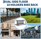 Floor Bike Rack,Double-Side 10-Bike Rack 60"L,Grid Bike Rack In Ground