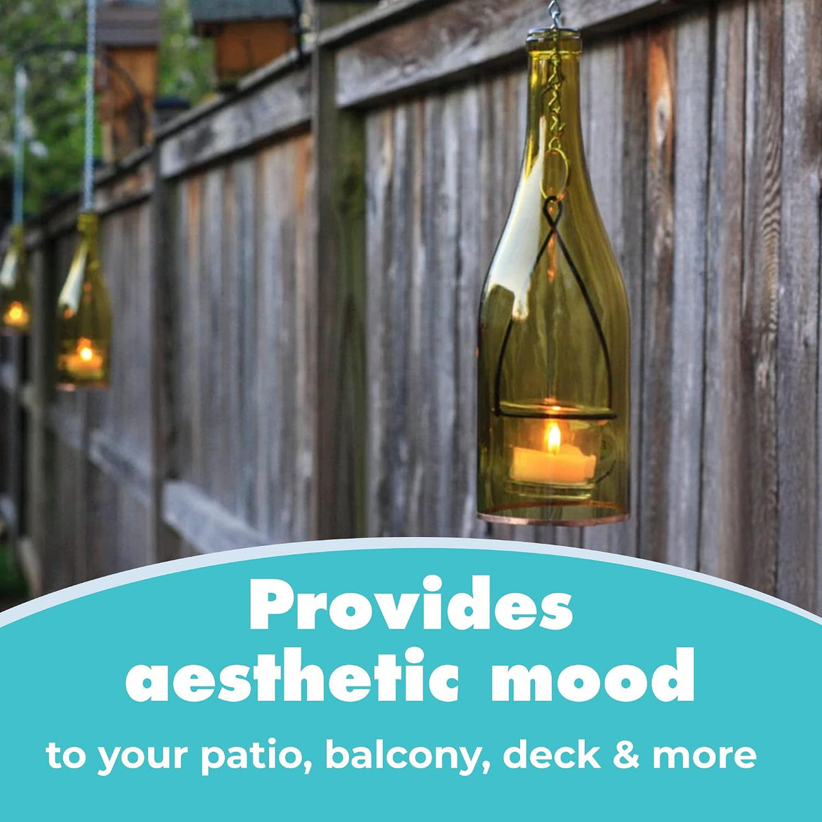 Blue Ridge Mountain Gifts Hanging Wine Bottle Indoor/Outdoor Lantern Lights - Decorative Lights Votive Candle Holder, Great for Rustic Wedding Decorations, Patio Decor, or Garden Decor, Yellow (4pcs)