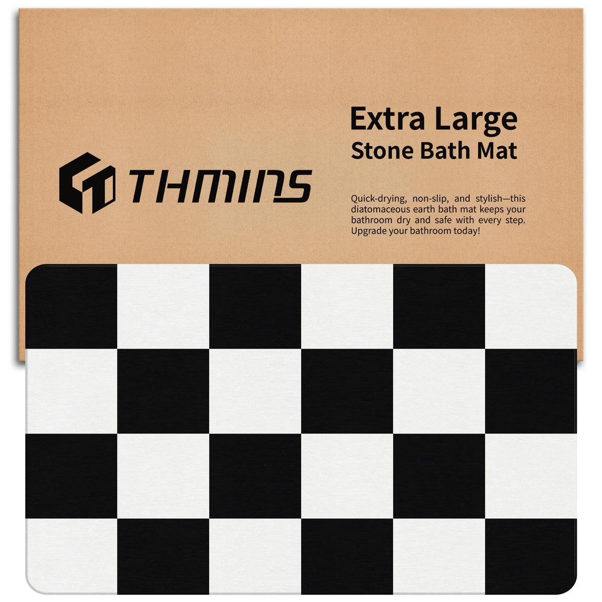 THMINS Extra Large Stone Bath Mat, 36''x24'' Stone Shower Mat