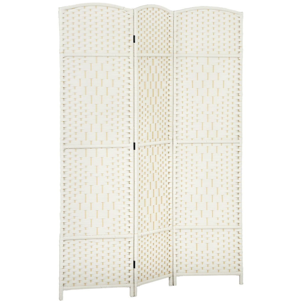 HOMCOM 3 Panel Room Divider 6 Ft Privacy Screen Hand-Woven Washed Oak