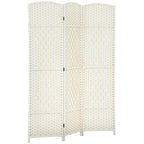 HOMCOM 3 Panel Room Divider 6 Ft Privacy Screen Hand-Woven Washed Oak