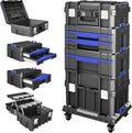 AIRAJ 5 Tier Stackable Tool Box with Wheels, Rolling Tool Box with Drawers