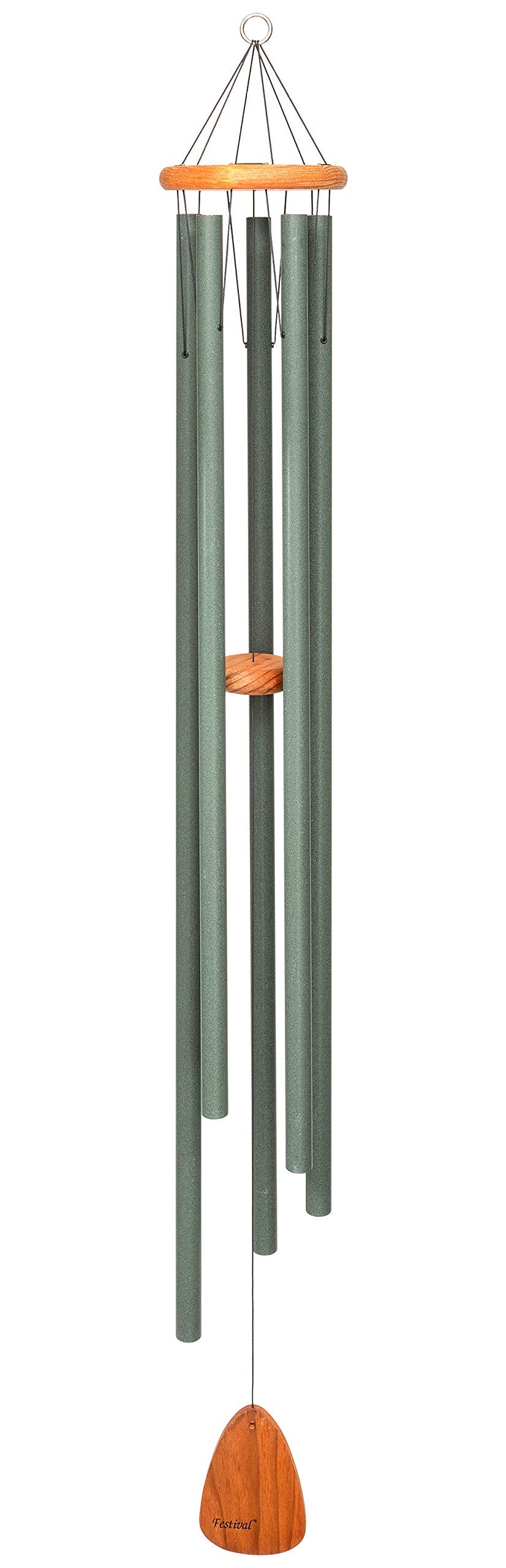 Festival 60-inch Redwood Wind Chime in Silver by Wind River for Patio, Backyard, Garden, and Outdoor décor. Made in the USA