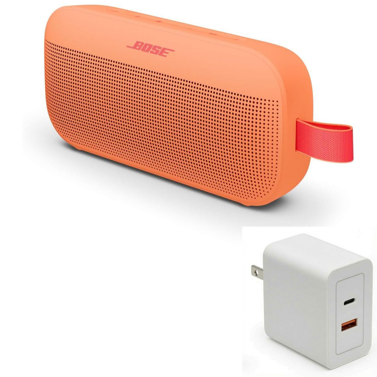 Bose SoundLink Flex Bluetooth Speaker (2nd Gen) Bundle with Fast Charger - Portable Outdoor Speaker with Hi-Fi Audio, Waterproof and Dustproof, USB-C, Up to 12 Hours Battery Life, (Black)