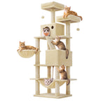 Feandrea Cat Tree, 81.1-Inch Large Cat Tower, Multi-Level Condo, Smoky Gray