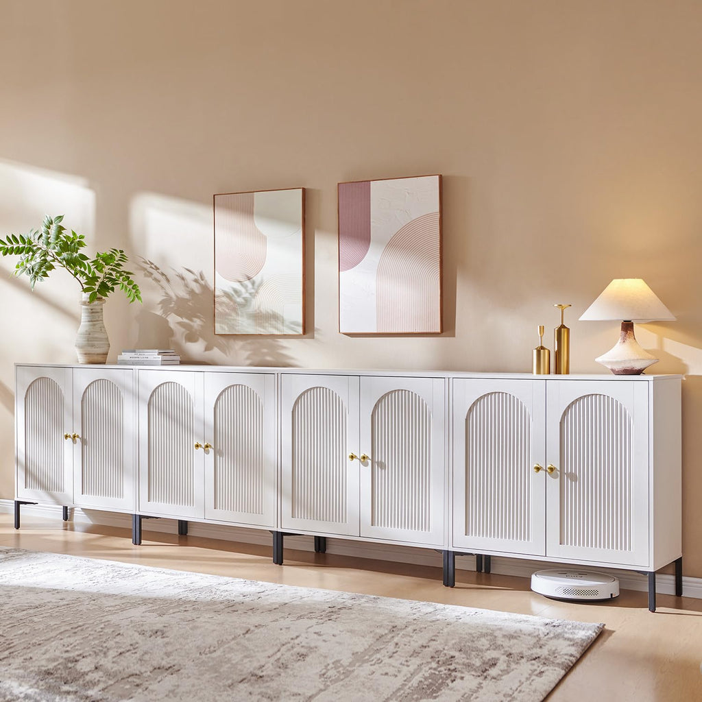 IFGET 34" Tall Modern Arched Sideboard Buffet Cabinet with Storage, Brown
