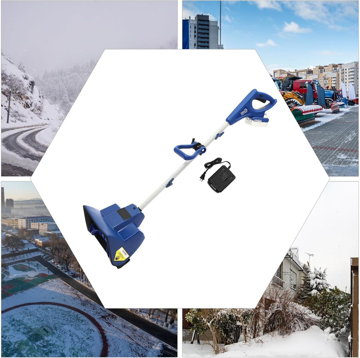 Electric Snow Thrower Cordless Battery Powered Snow Thrower Rechargeable DC 24V Handheld Snow Shovel Small Powerful Snow Sweeper, 11.02 Sweeping Width, 2500RPM (Battery and Fast Charger Included)