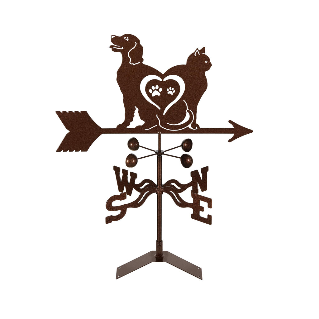 EZ Vane Steel Cat & Dog Love Weathervane with Wind Cups — Post Mount