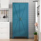COFaR Home Farmhouse Storage Cabinet with 2 Barn Door, 61" H Metal Cabinet