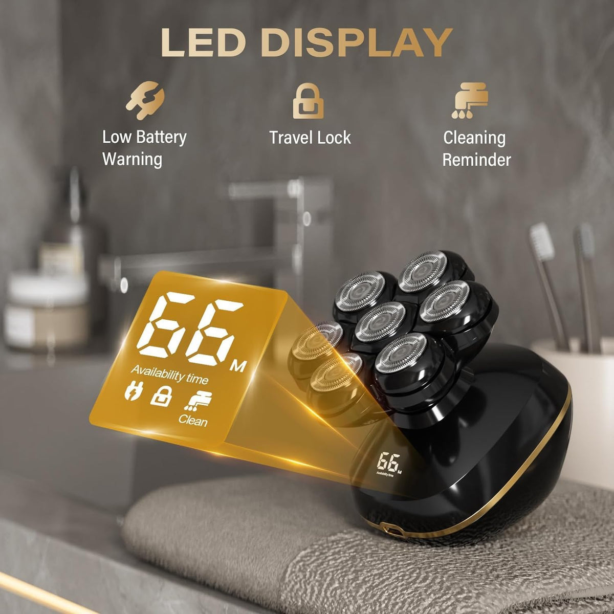 SHPAVVER Head Shavers for Bald Men, 7D Electric Razor for Head Wet Dry Shaver, LED Display Rechargeable Rotary Shaver Grooming Kit with Type-C Charge