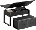 Lift Top Coffee Table with Storage Bench, Black
