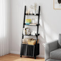 4-Tier Ladder Bookshelf with Storage Cabinet,Display Shelf,Black