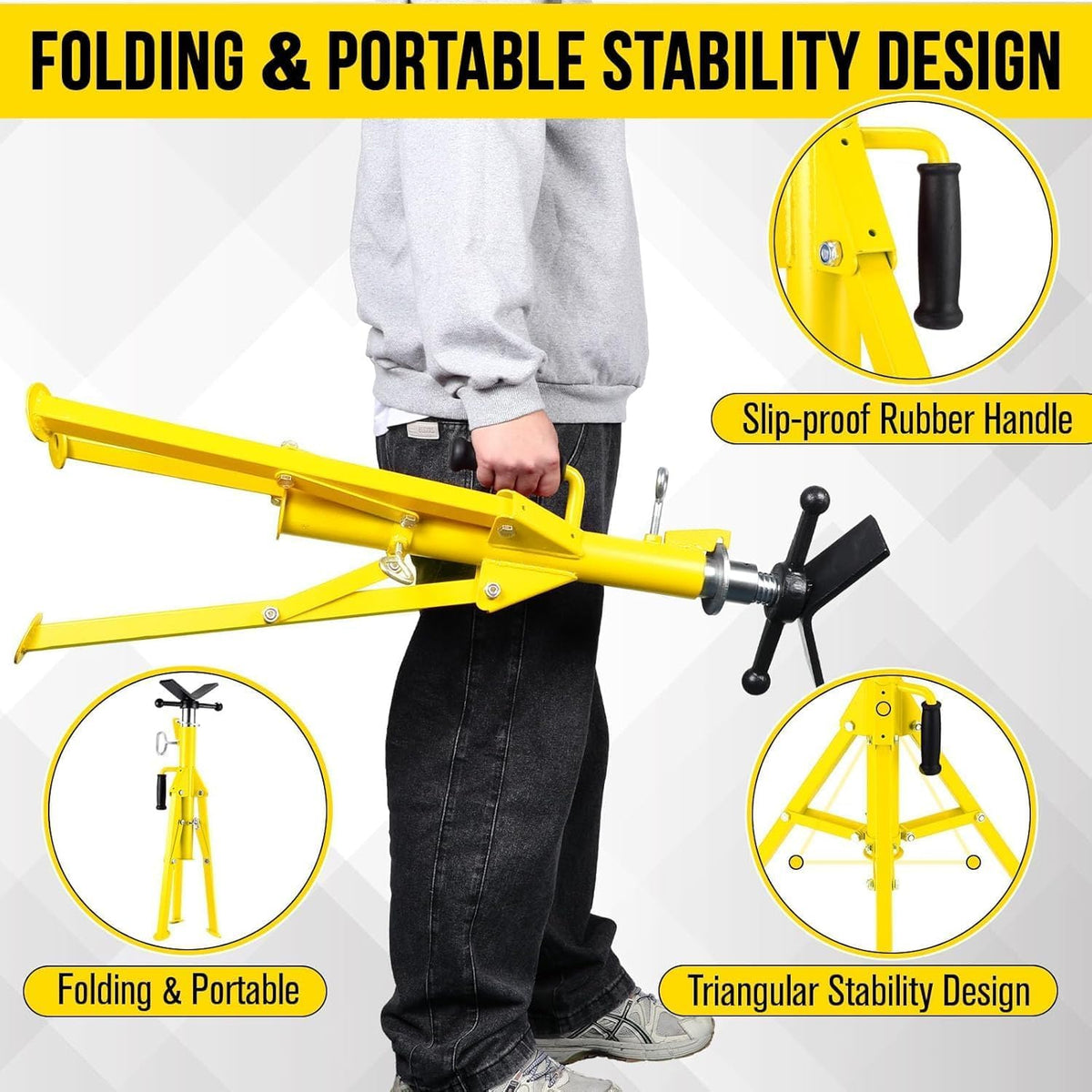 2PCS Pipe Jack Stand, 2500LB Carbon Steel Heavy Duty Pipe Stand,