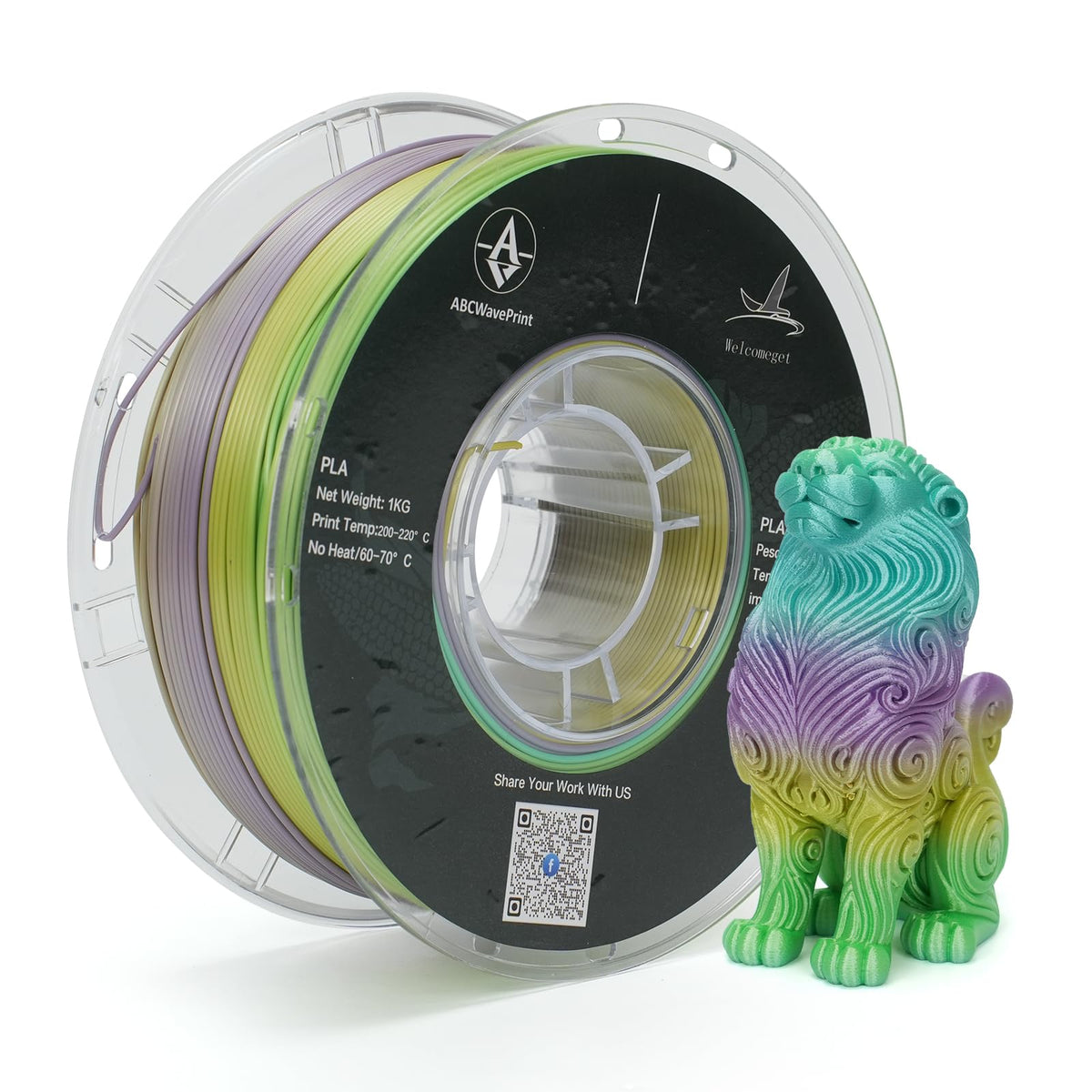 PLA 3D Printer Filament Bundle, Dimensional Accuracy +/- 0.02 mm, 16 x 1 kg Spool(35.2lbs), 1.75 mm，Black White Grey Red Green Blue Yellow Purple Silver Transparent Pink Orange Wood Brown