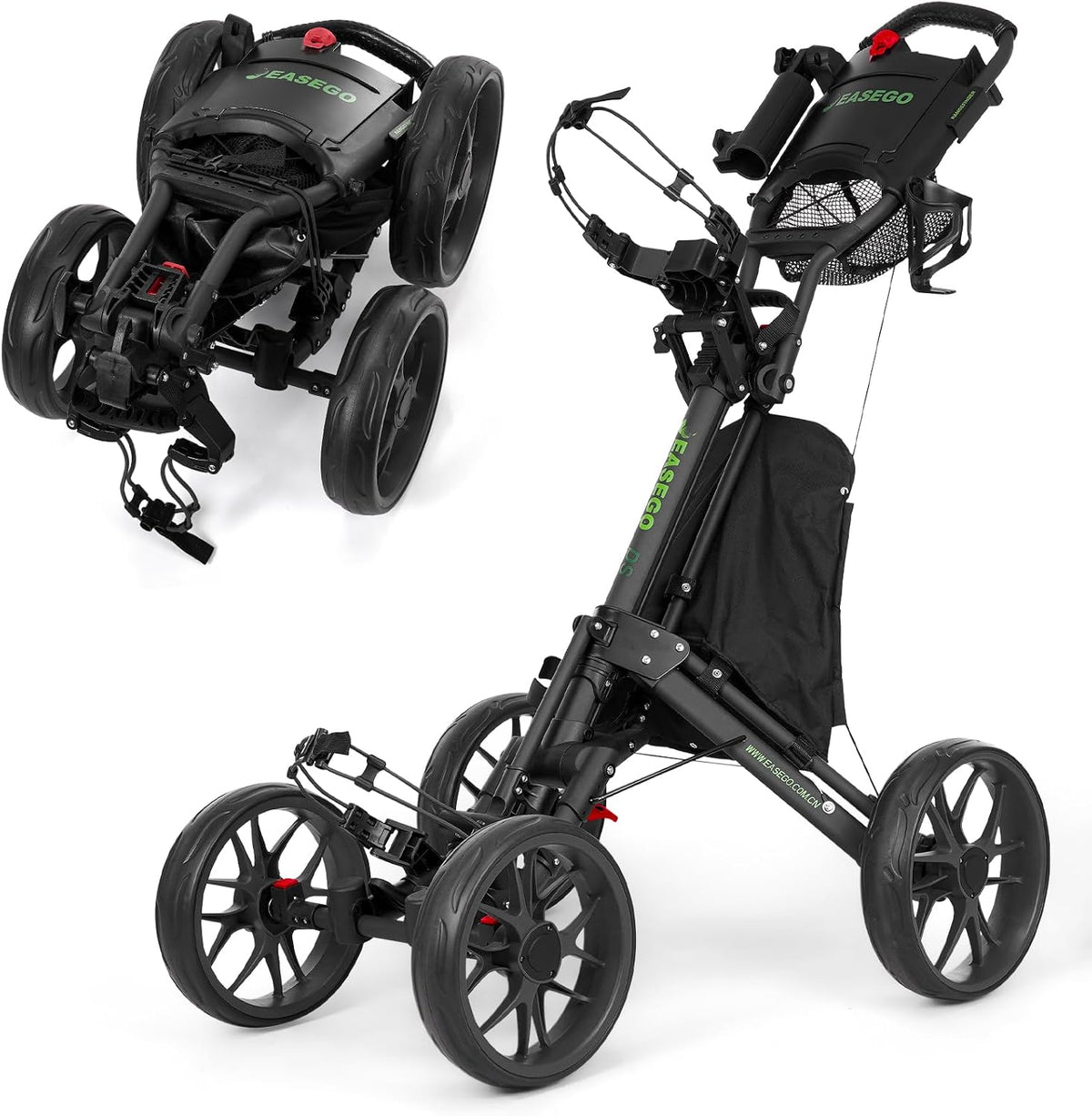 EASEGO Golf Push Cart 4 Wheel : Golf Walking Cart Golf Caddy Pull Carts