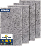 Muddy Mat® 4-Piece Grey Medium 30"X19" AS-SEEN-ON-TV Highly Absorbent Microfiber Door Mat, Bath Mat and Pet Rug, Non Slip Thick Washable, Soft Chenille for Kitchen Bathroom Bedroom Indoor and Outdoor