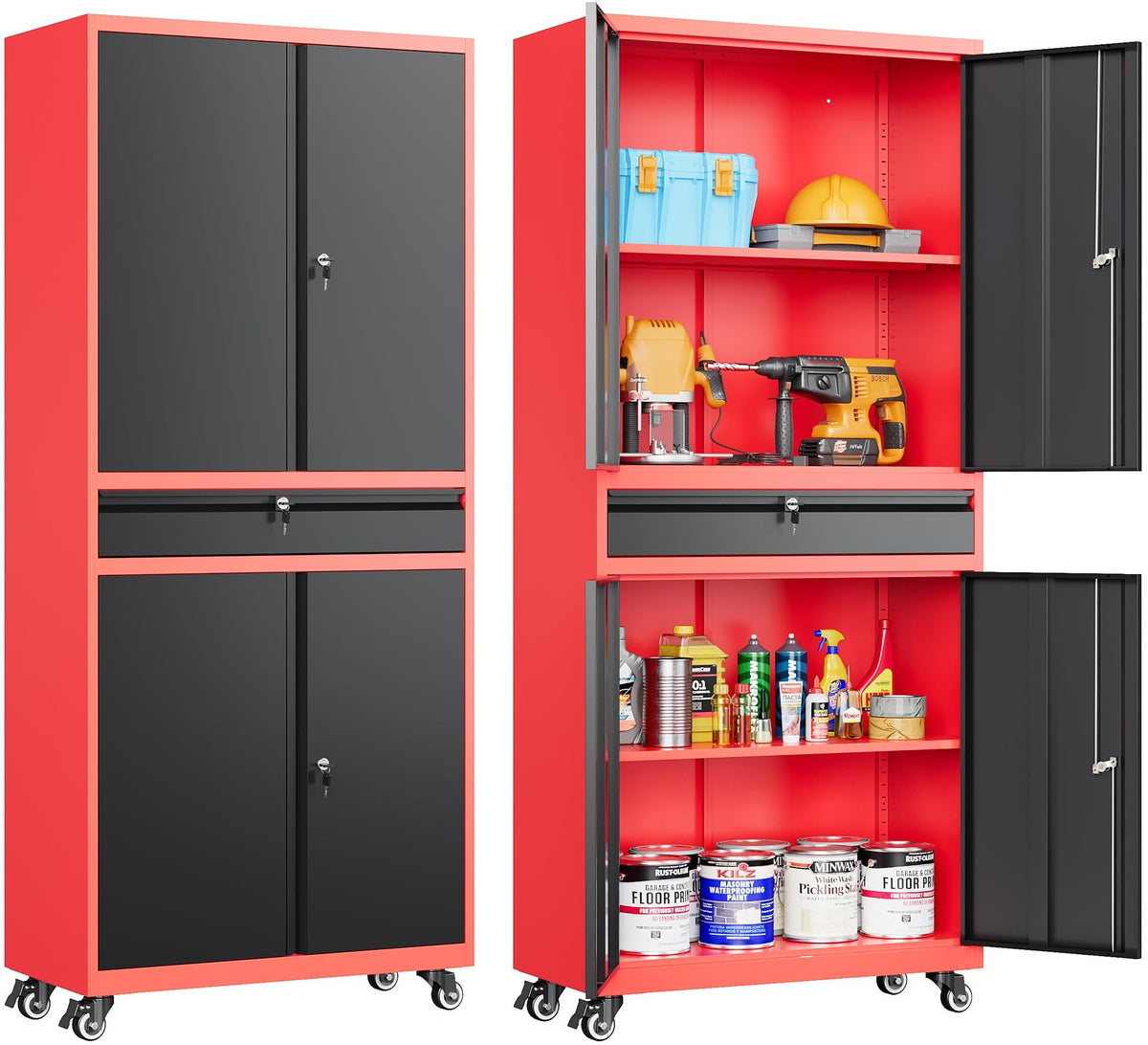 SISESOL Small Metal Storage Cabinet with Doors and Shelves,36 inch Black Locking Garage Cabinet,Lockable Short Steel Cabinets for Home,Office,Shop,Garage