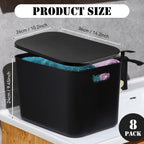 Hoolerry 8 Pieces Storage Bins, 14.2 x 10.2 x 9.5 Inch, Black