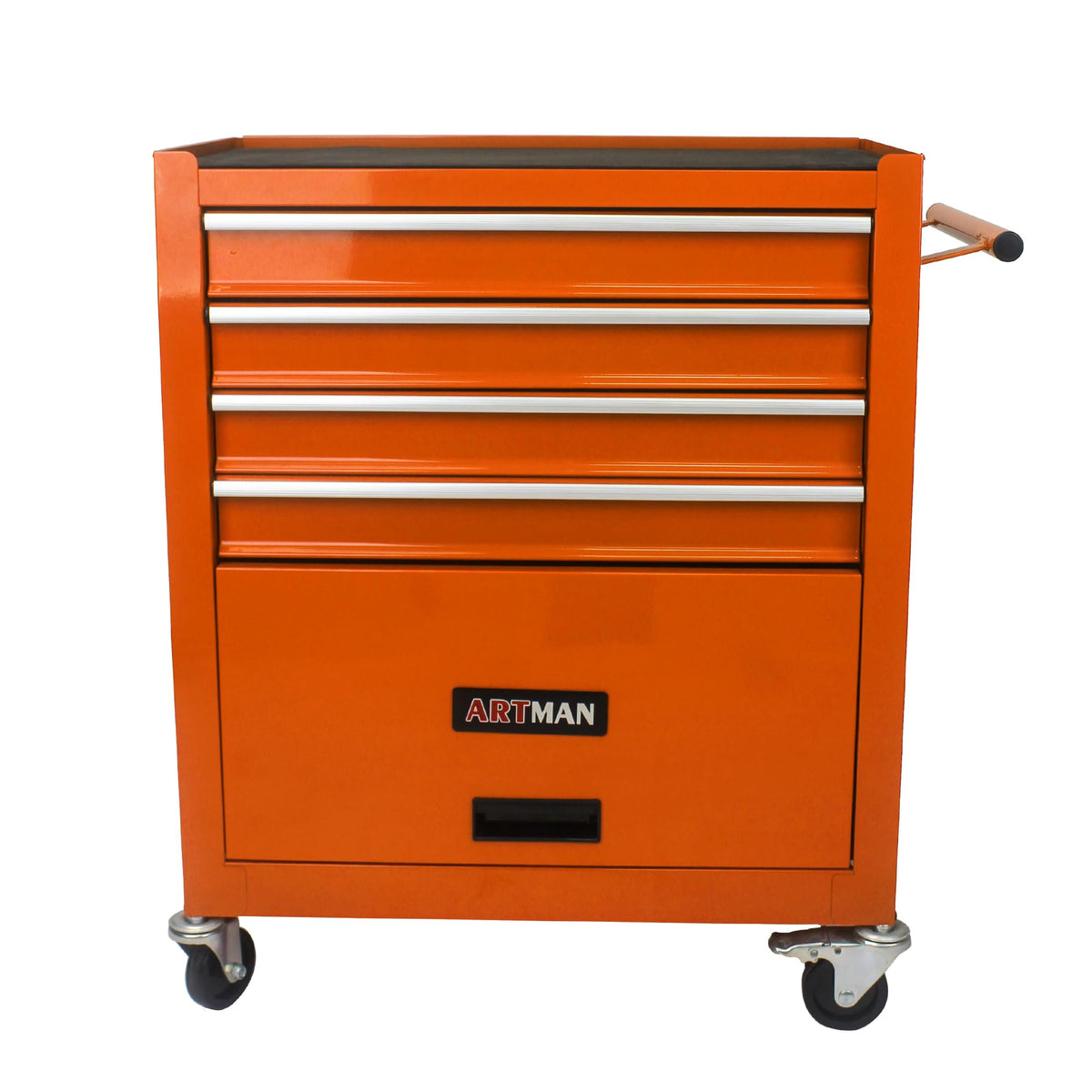 4-Drawer Tool Cart on Wheels, Drawers Rolling Tool Chest with 1 Cabinet, Mobile Trolley Organizer Tools Box with Locking Wheels & Ball Bearing Drawers for Garage,Warehouse,Repair Shop (Orange)