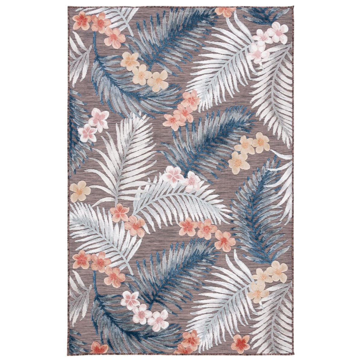 SAFAVIEH Washable Rug Outdoor Cabana Collection - 6'5" x 9'6", Blue & Rust, Non-Shedding & Easy to Clean, Ideal for Patio, Backyard, Mudroom (CBN458M)
