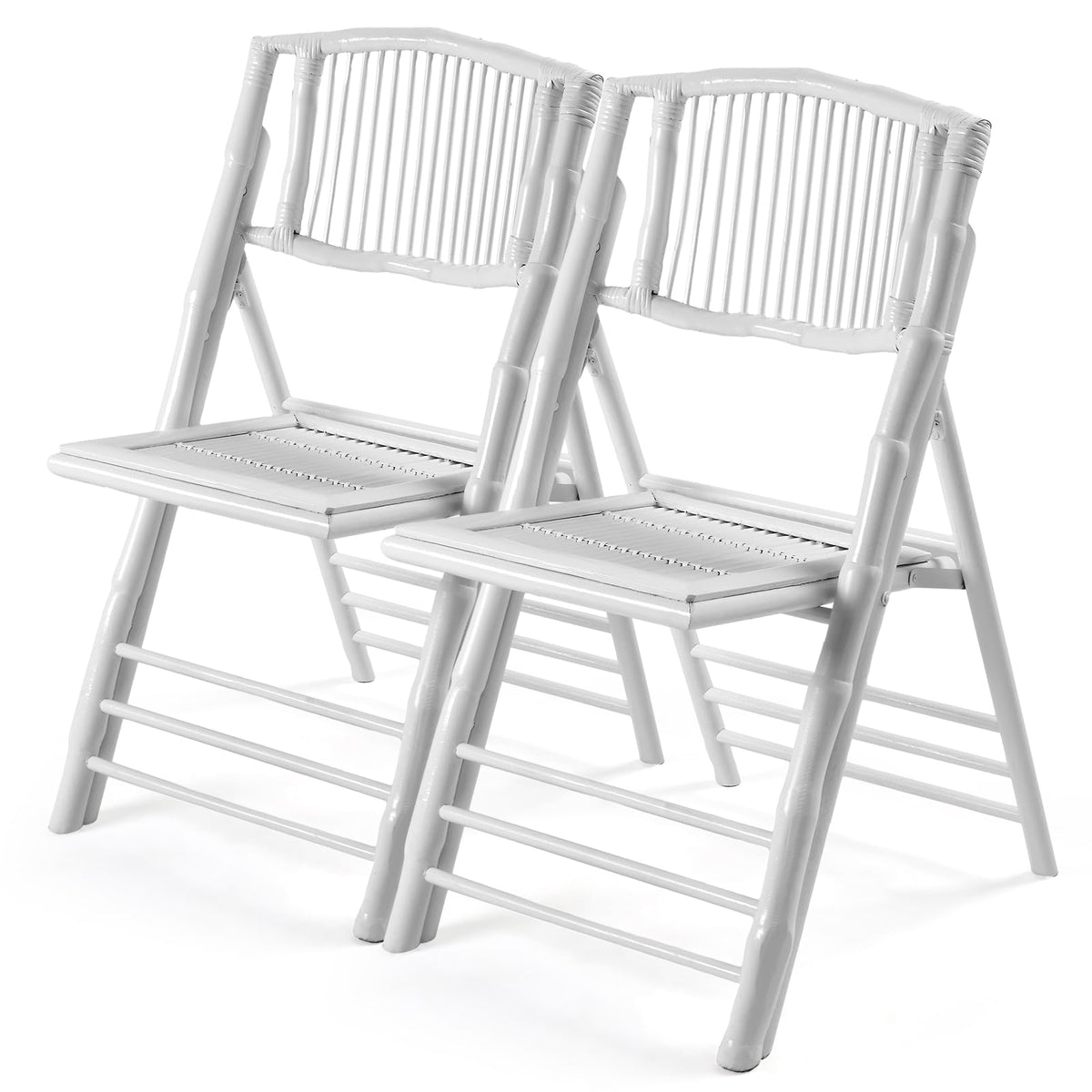 VINGLI Bamboo Folding Chair, Foldable Dining Wood Chairs Comfortable Seat for Outdoor & Indoor, Patio, Porch, Wedding, Party, Event,Brown (2 Pack)