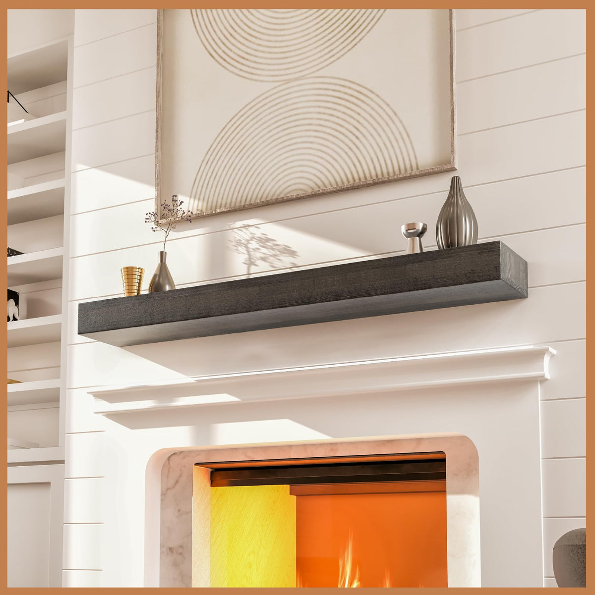 Avana Fireplace Mantel - Wall-Mounted Mantles for Over Fireplace - Farmhouse Fireplace Mantle Shelves - Handcrafted Wood Fireplace Mantels - Floating Mantel 72 Inches X 8 X 5 - Rustic Natural