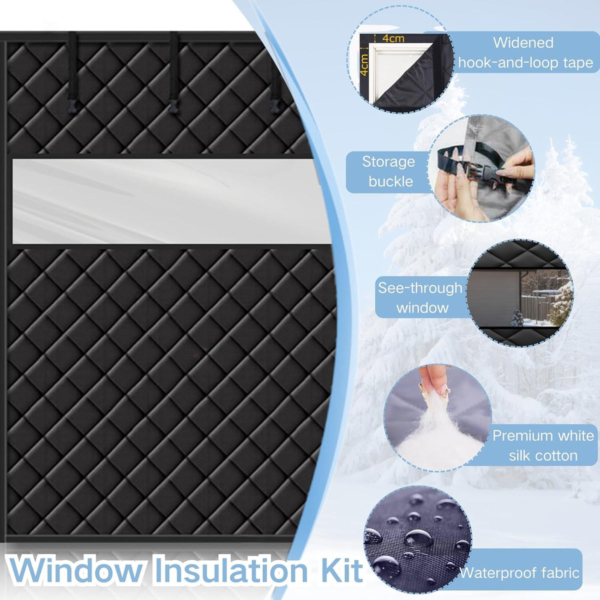 Window Insulation Kit For Window, 3 Laye Thicken Insulated Window Cover, Window Insulation Film With Clear Window, For Winterizing Keeping Home Warm(Brown,79x118in/201x300cm)